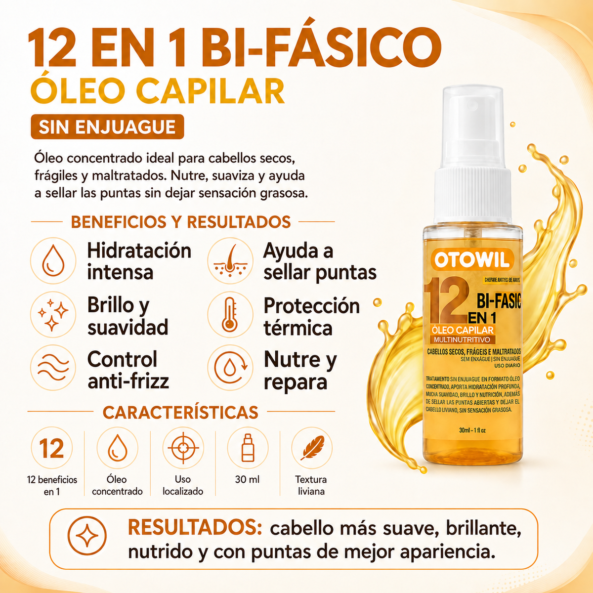 12 en 1 BiFasico Oleo Capilar 30ml.- OTOWIL