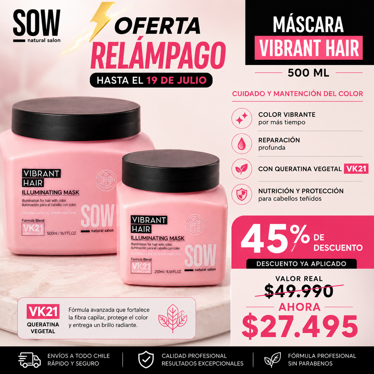 MASCARA VIBRAN HAIR 500ML SOW