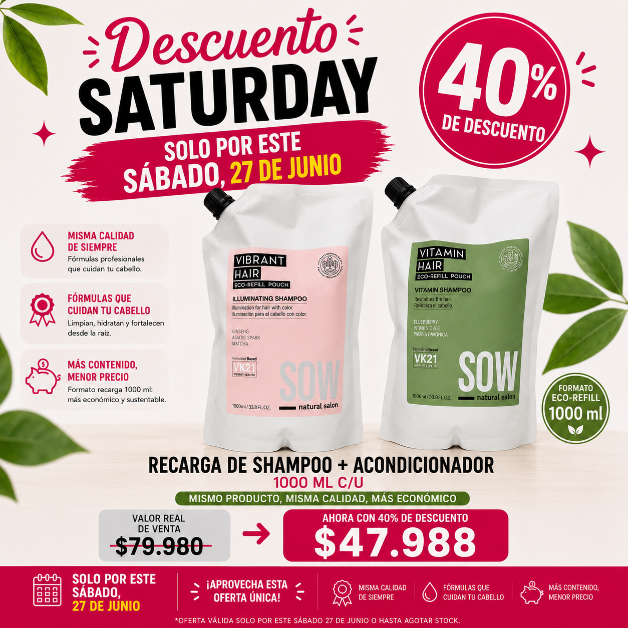 Shampo + Acondcionador Sow 1000ml Recarga