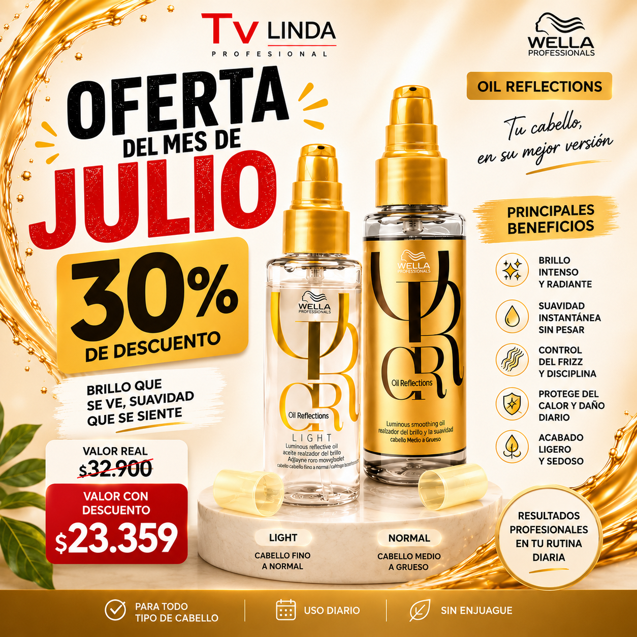 Wella Oil Reflections Tradicional 100ml y Light 100ml