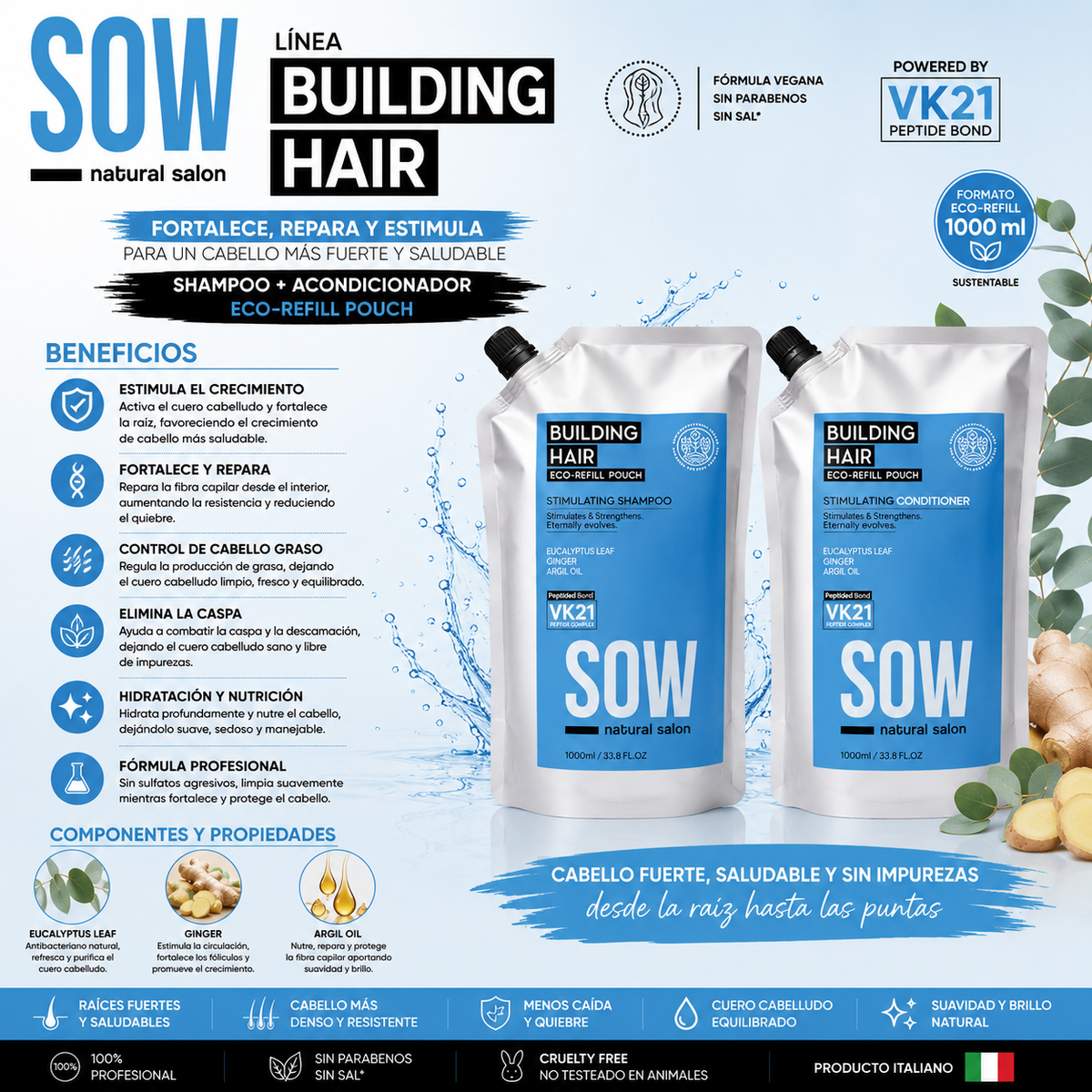 Shampo o Acondcionador Sow 1000ml Recarga