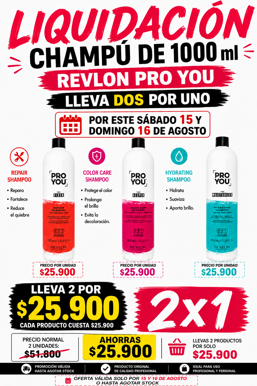 Shampo Revlon pro you 1000ml 2x1 oferta