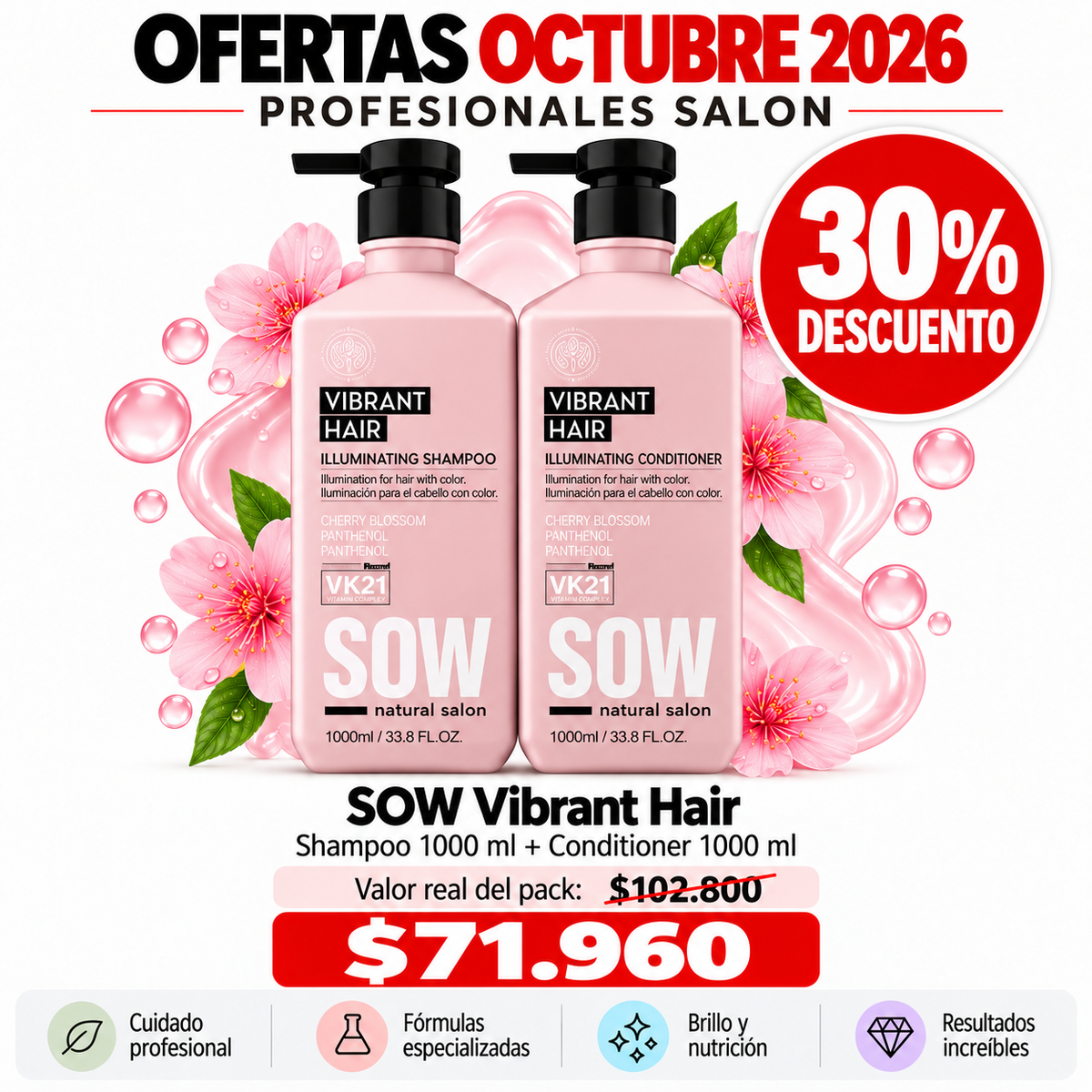 Pack shampoo y acondicionador - Recarga Vibrant Hair 1L SOW (Copia)