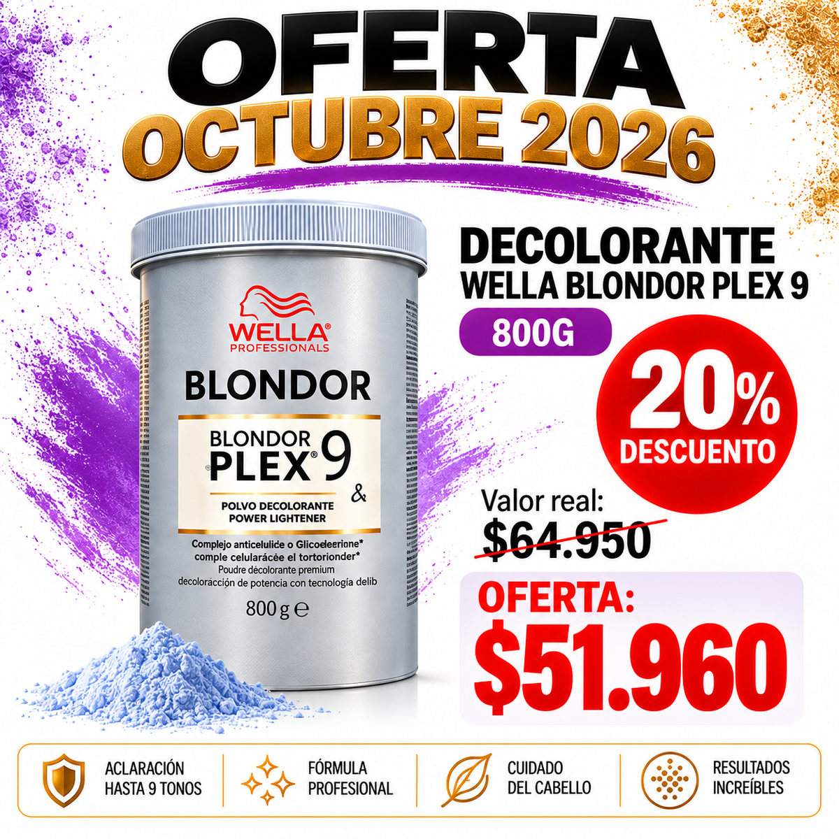 Wella Blondor plex 9 Tonos 800gr Promocion