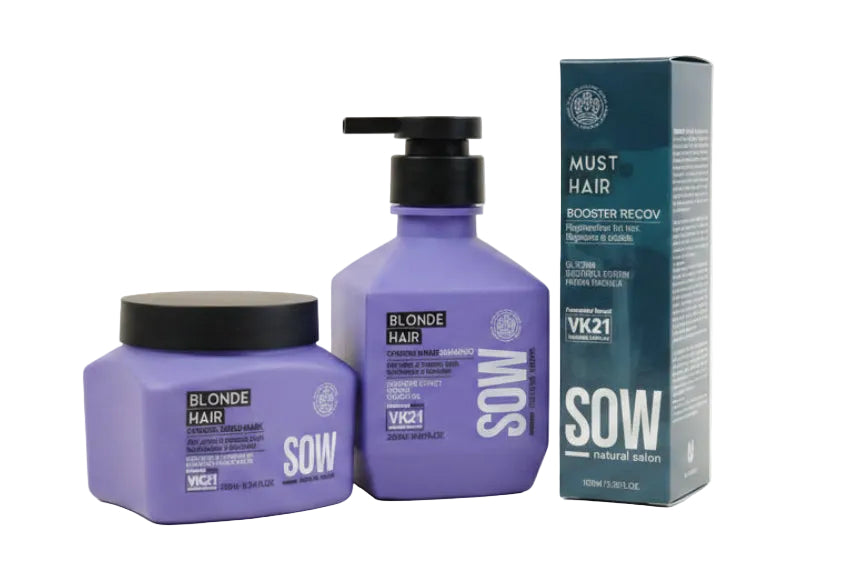 Pack SOW Shampoo Blonde hair 250 ml + Máscara Blonde hair 250 ml + Booster 100ml Recov