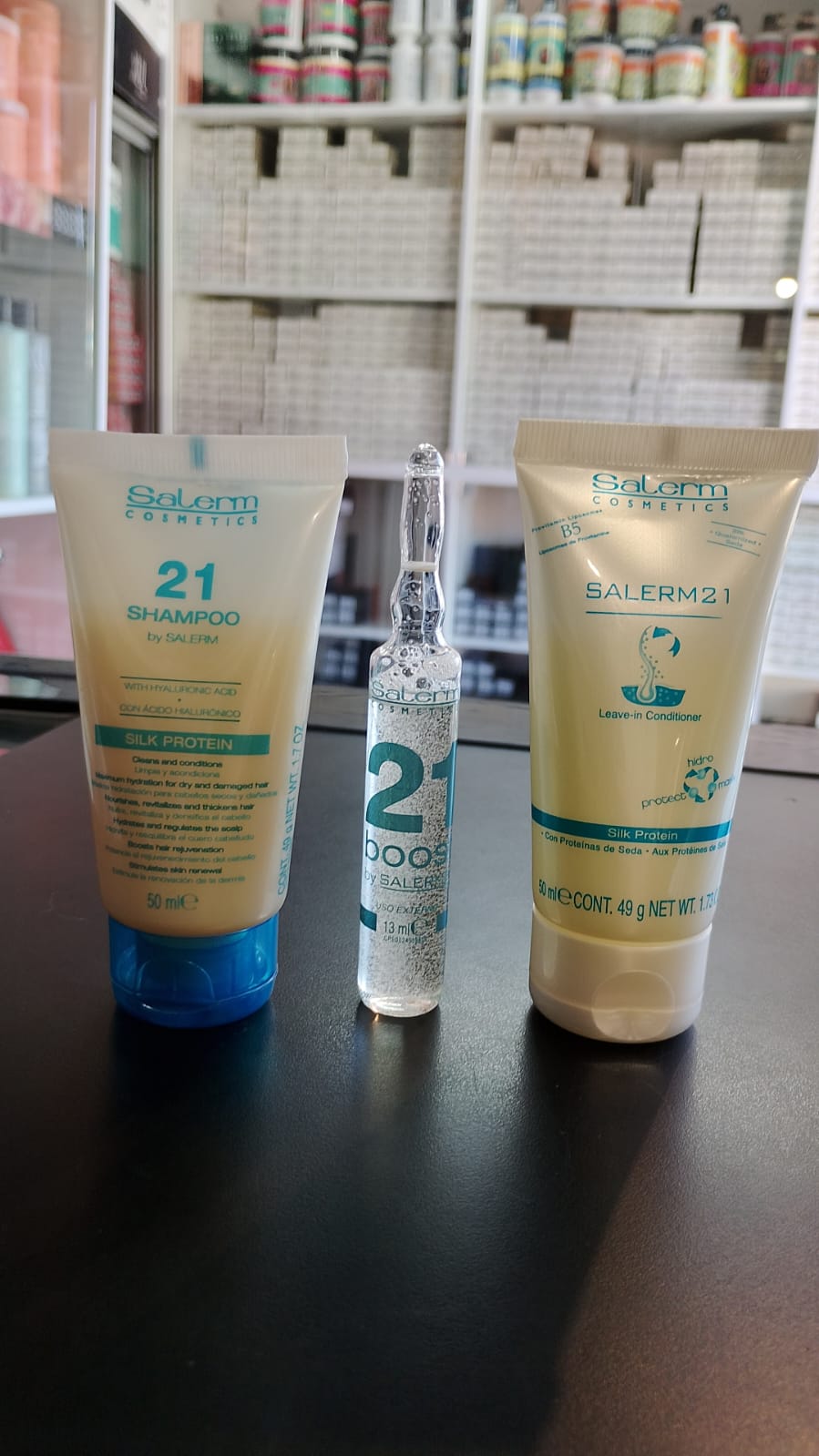 tratamiento salerm 21  mini acon +shampo y ampolla boost