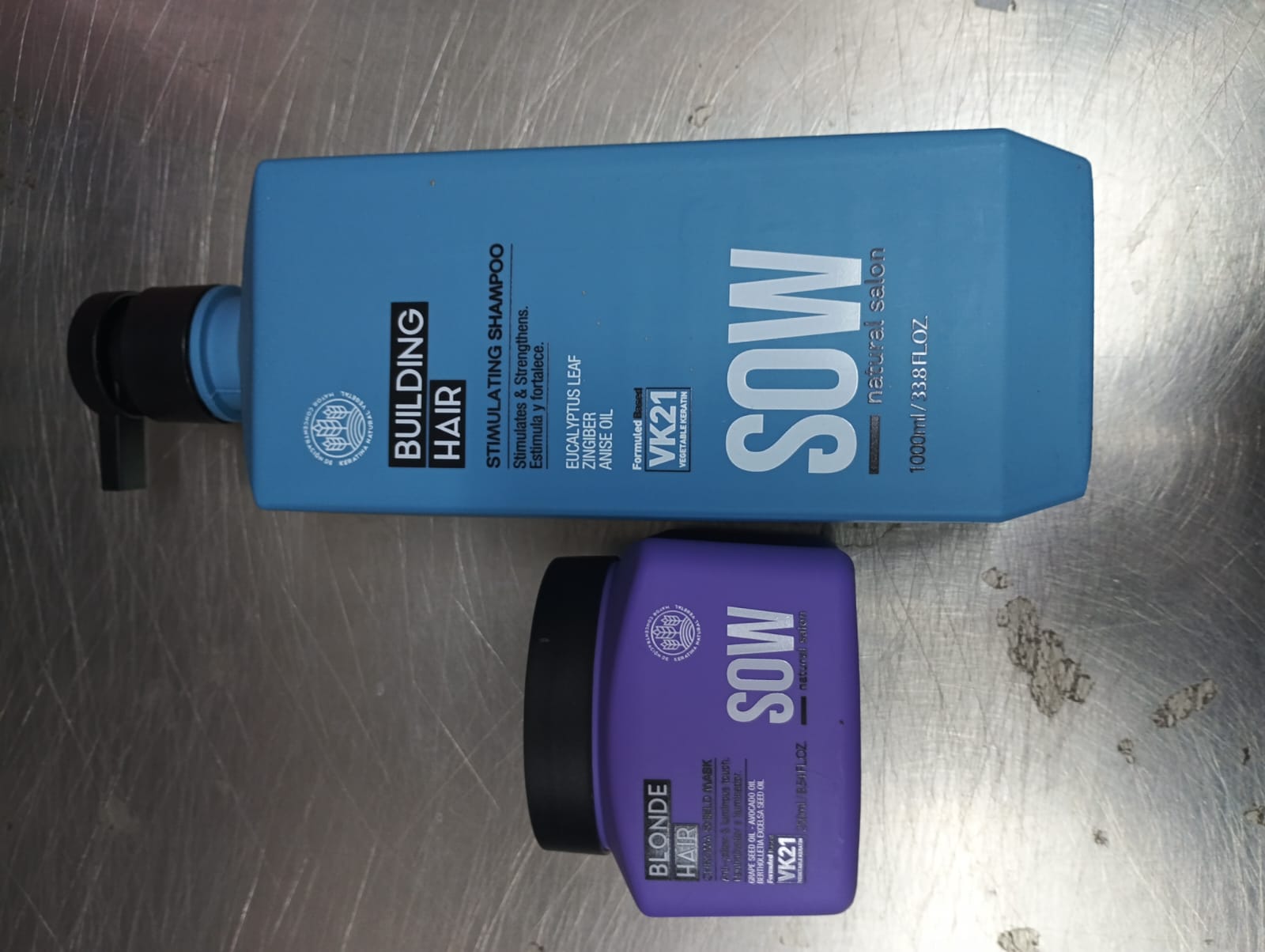Pack Sow Building Hair Stimulating Shampoo 1000 ml + Mascara blonde hair 250 ml