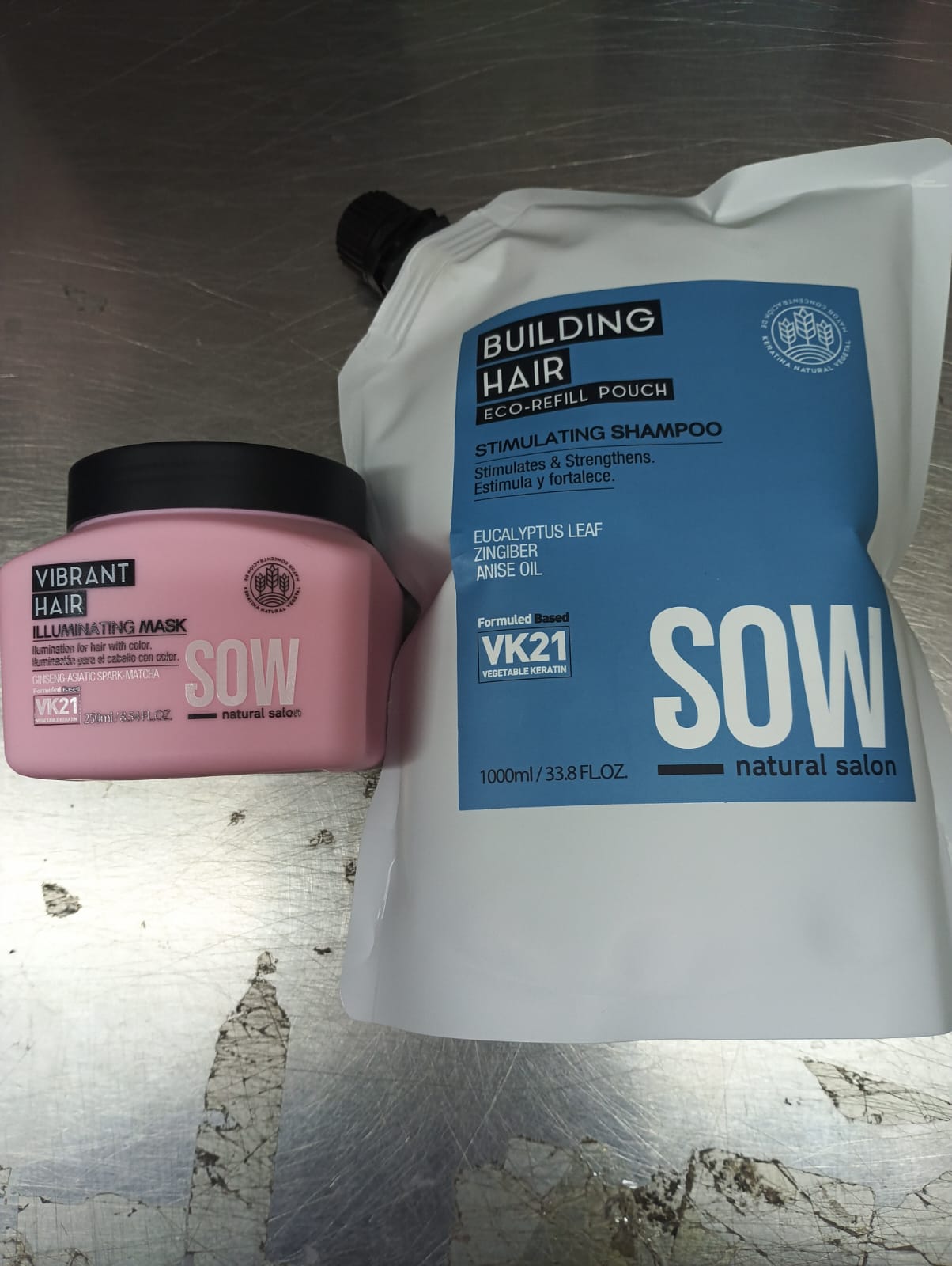 Pack Sow Recarga Shampoo Building Hair 1000 ml   + Mascara Vibrant Hair 250 ml