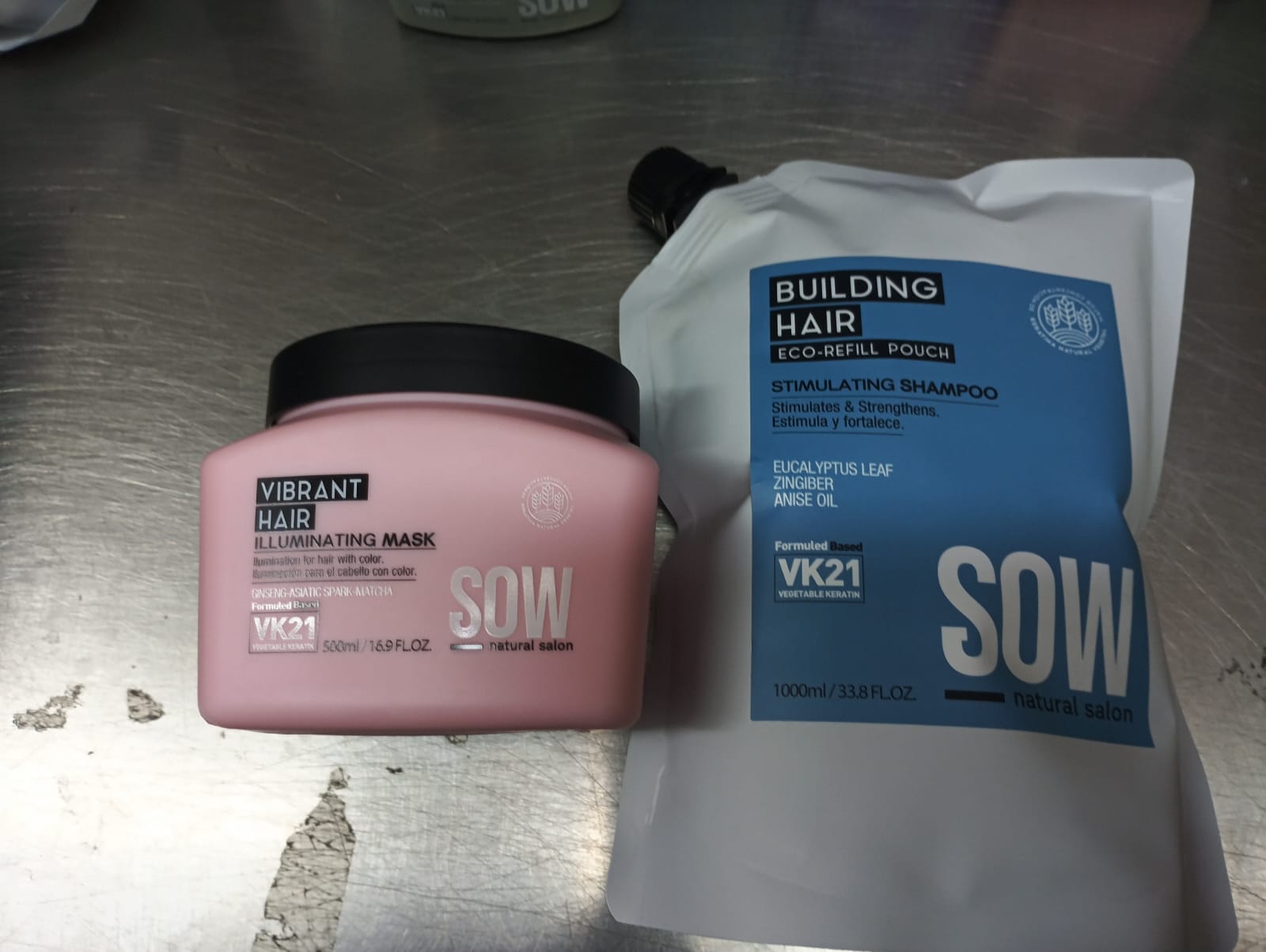 Pack Sow Shampoo Recarga Building Hair 1000ml + Mascara Vibran Hair 500ml
