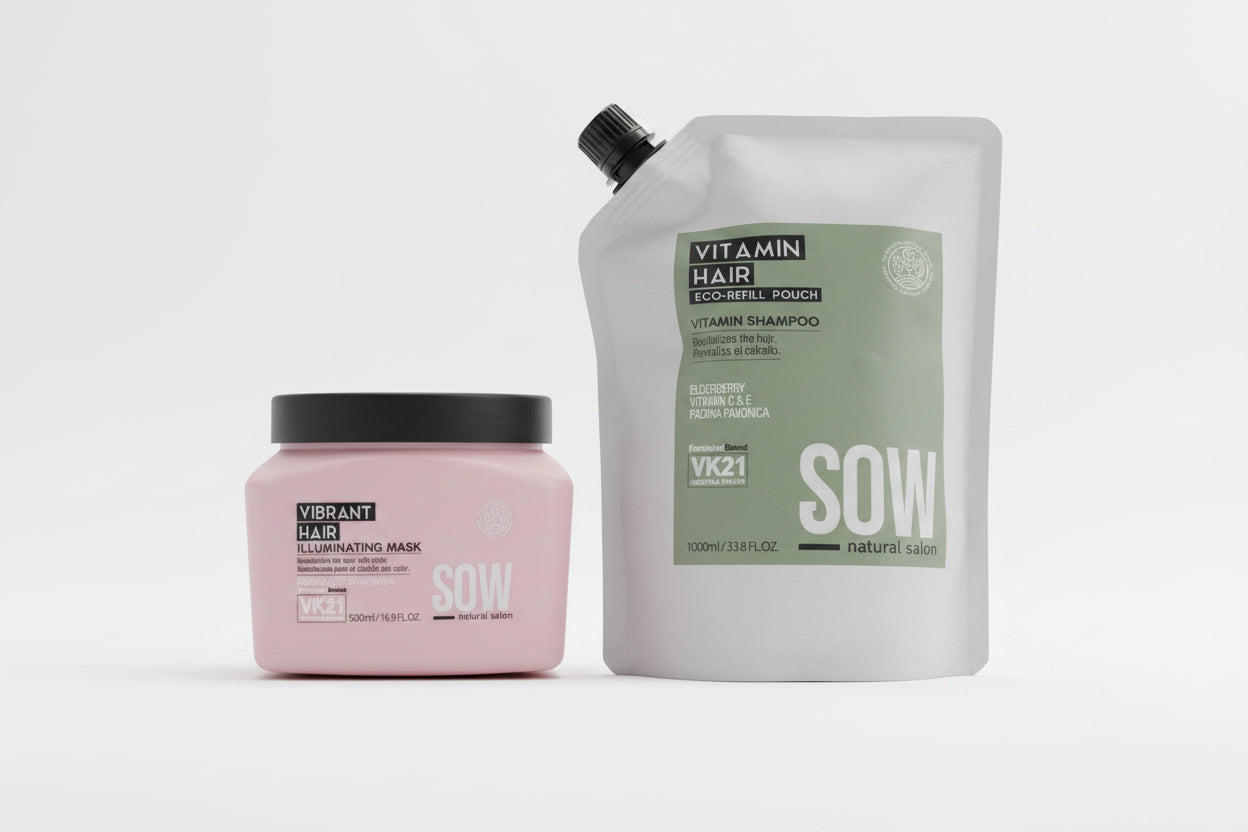 Sow Pack Shampoo Vitamin Recarga 1000 ml + Mascara Vibrant Hair 500 ml