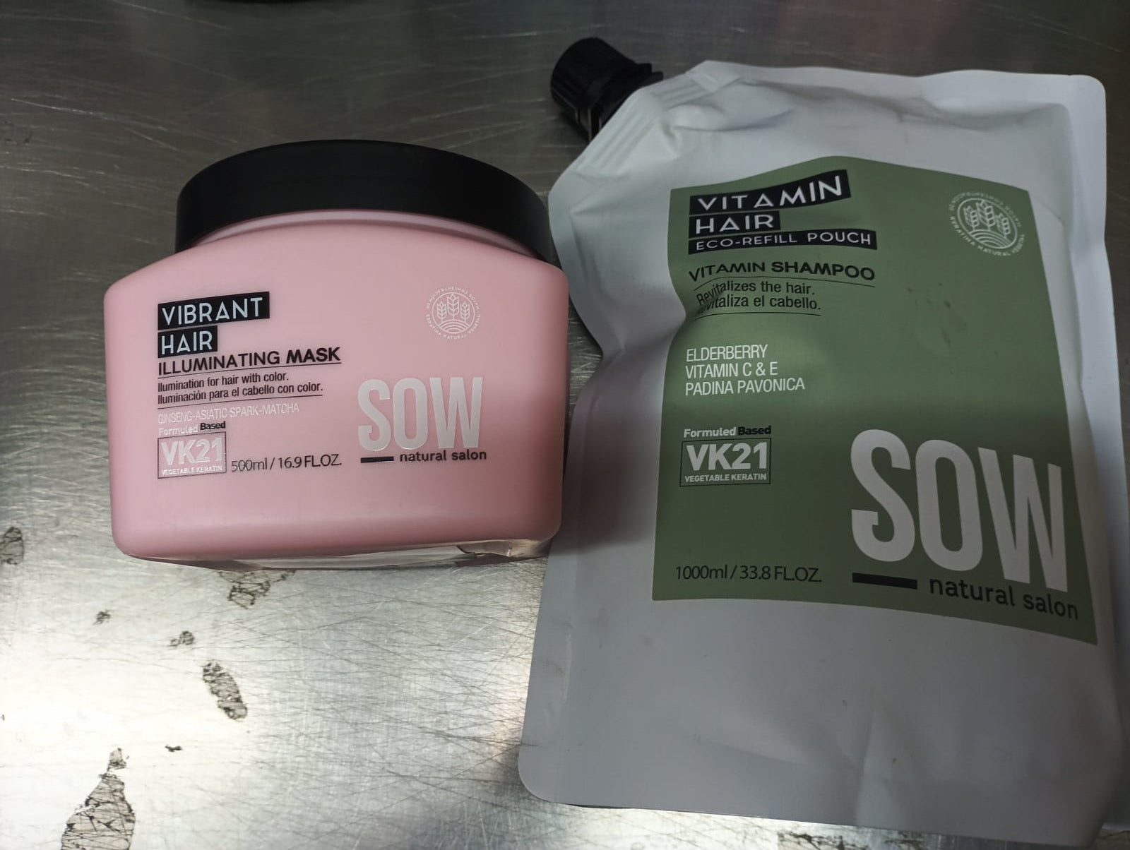 Sow Pack Shampoo Vitamin Recarga 1000 ml + Mascara Vibrant Hair 500 ml