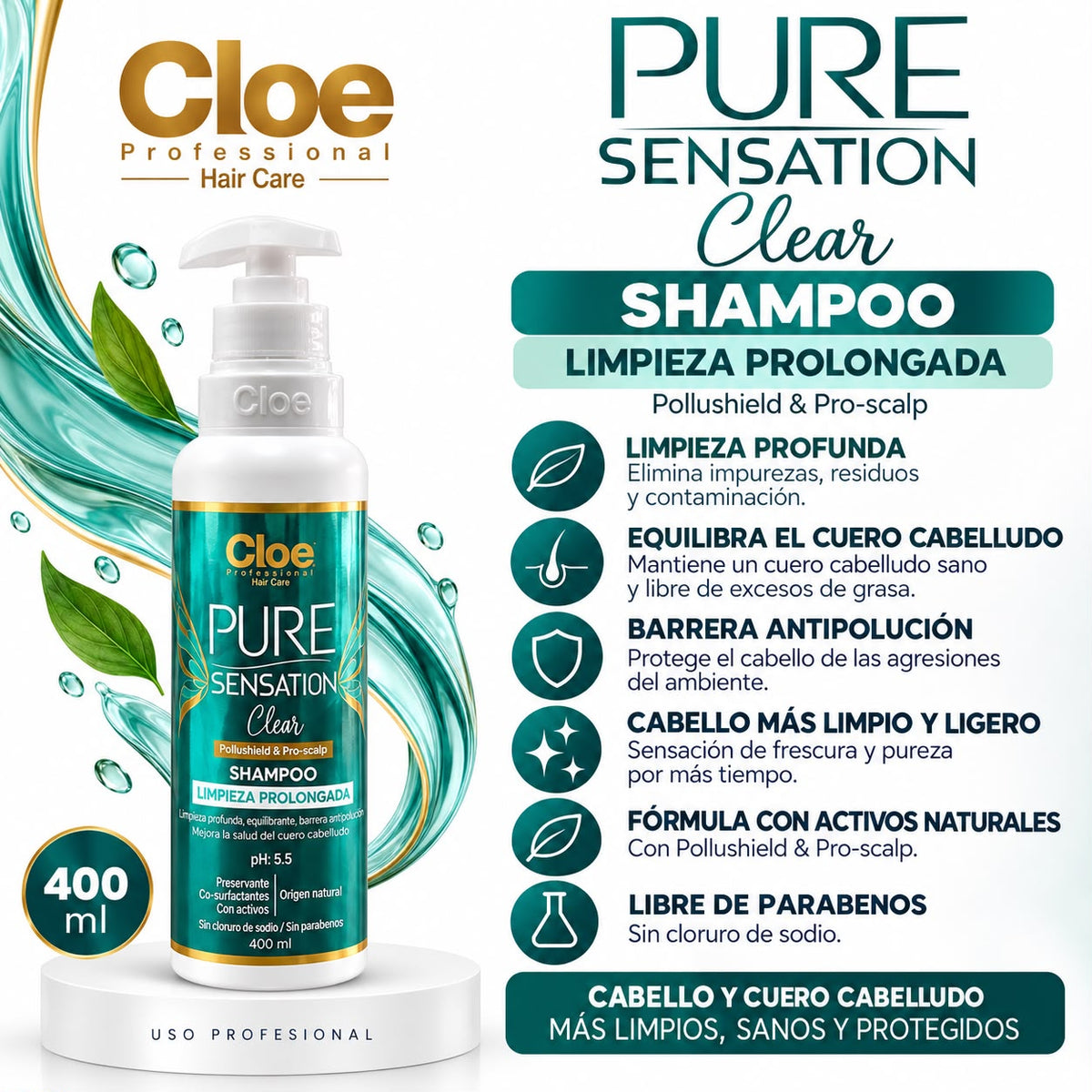 Shampoo Limpieza Prolongada 400ml. - CLOE