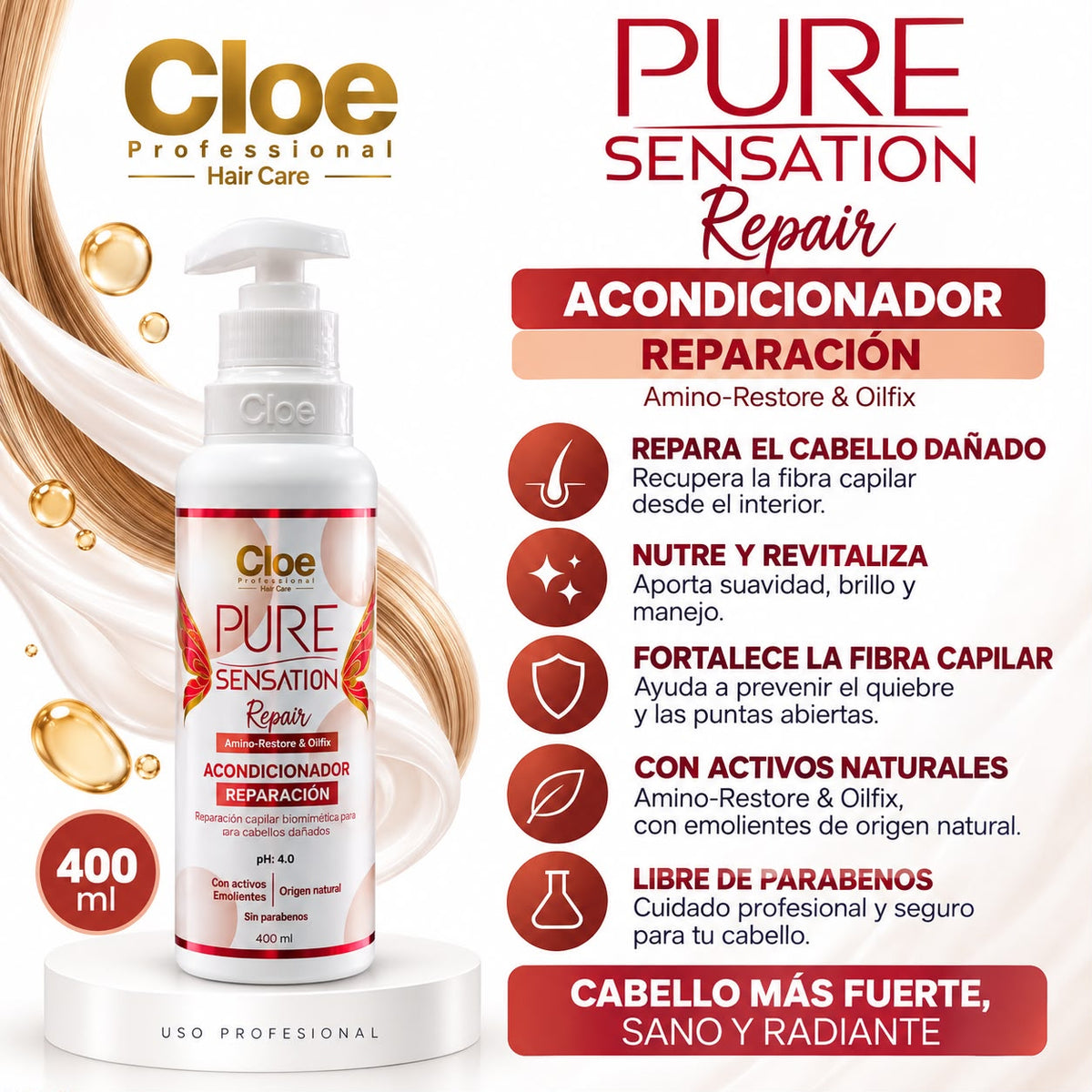Acondicionador Pure Sensation Repair 400ml. - CLOE