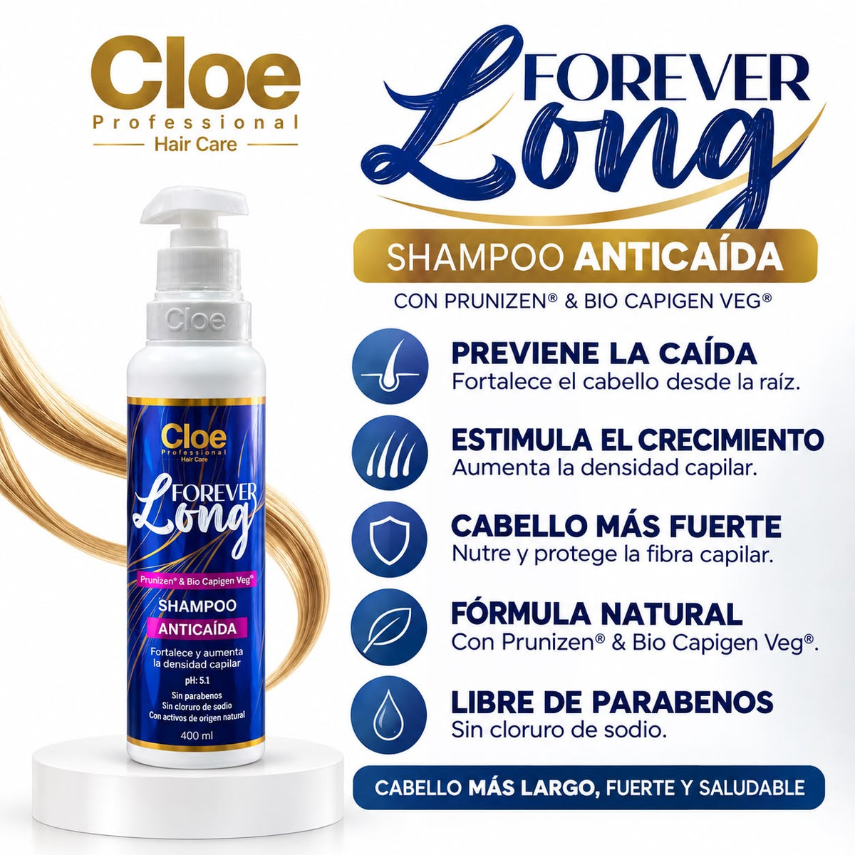 Shampoo Anticaida Forever Long 400ml. - CLOE