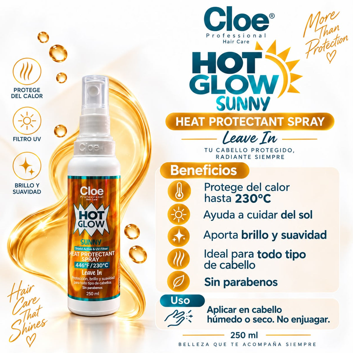Protector Termico Hot Glow Sunny - 250ml. - CLOE