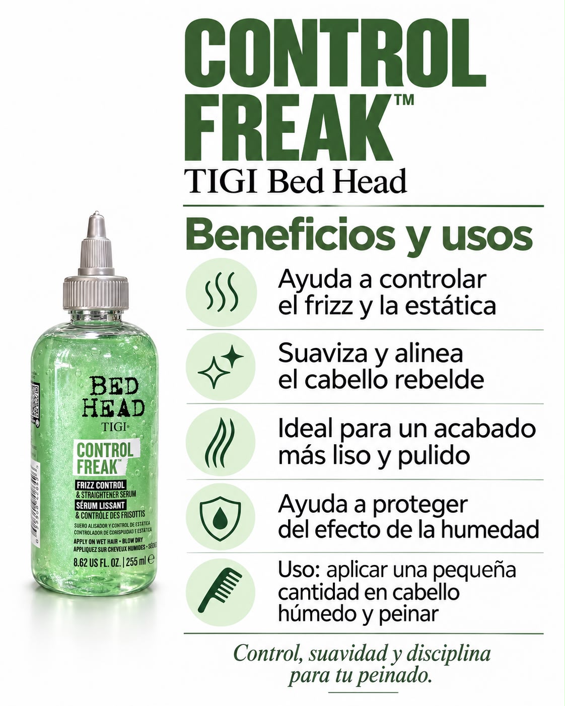 Control Freak 255ml. - TIGI Serum Control Frizz.