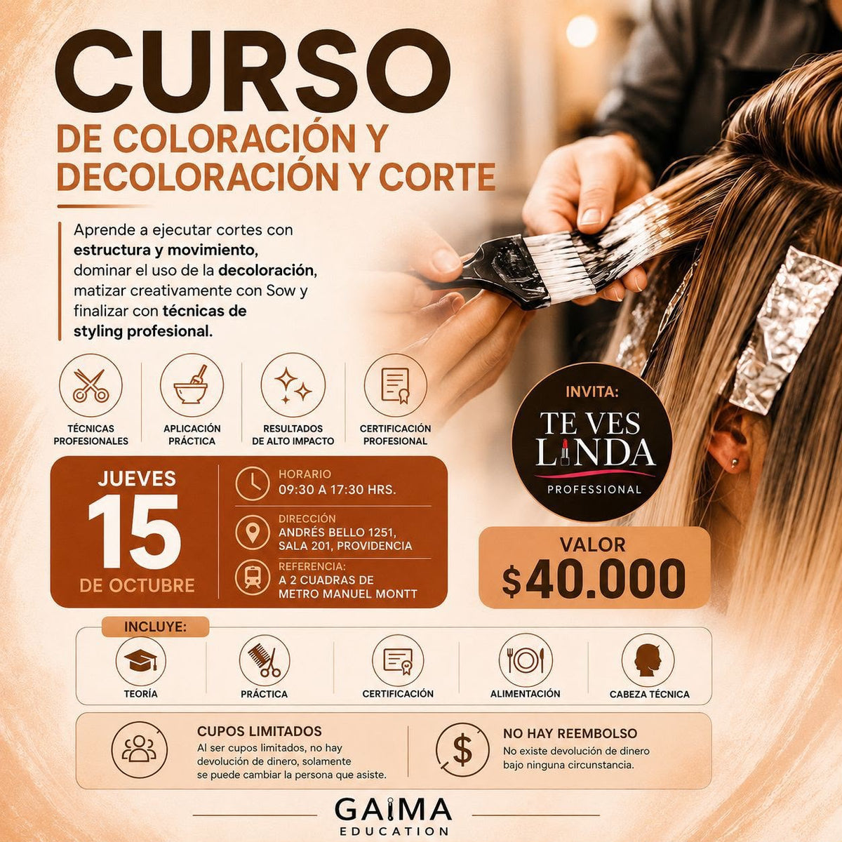 CURSO CORTE Y DECOLORACIÓN + COLORACIÓN