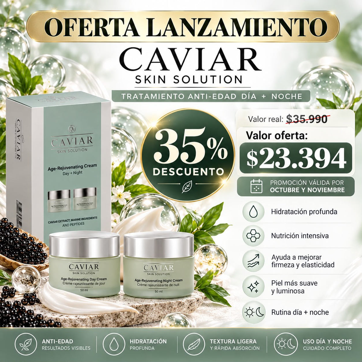 Pack Caviar crema de dia 50 ml y noche 50 ml