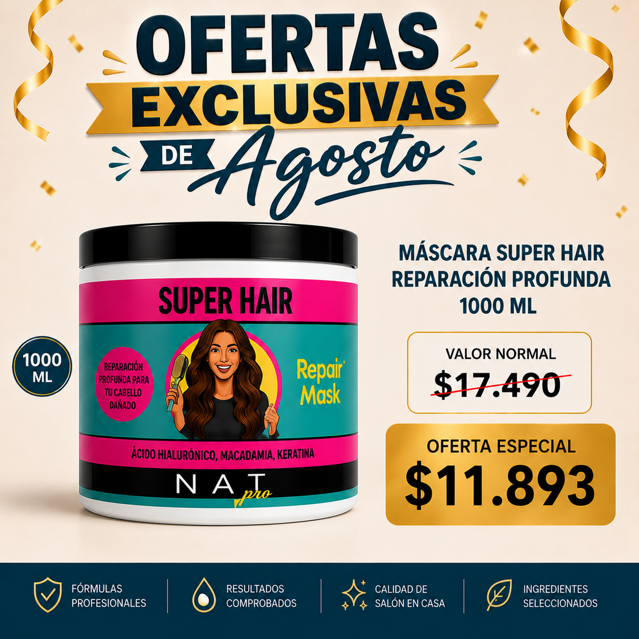 Mascara Nat 1000ml Apocalipsis y Super Hair