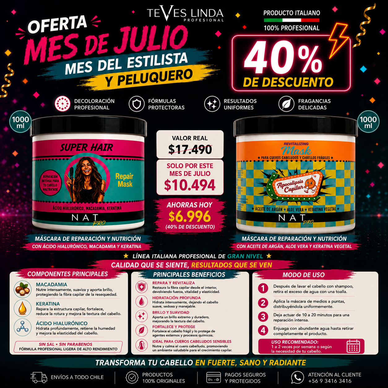 Mascara Nat 1000ml Apocalipsis y Super Hair