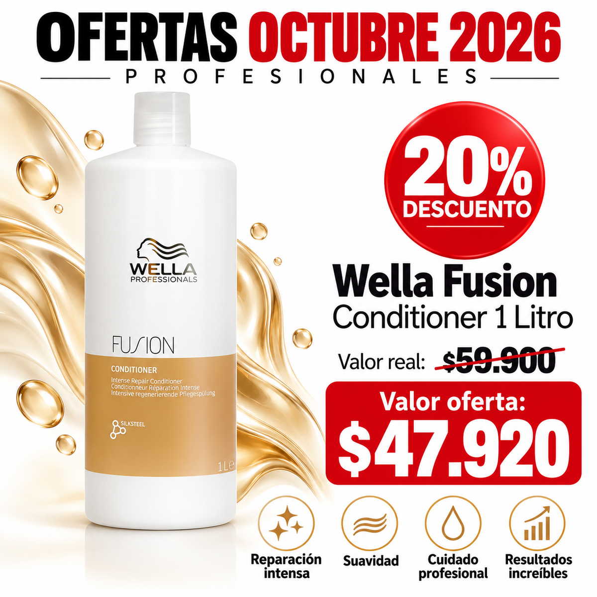 Wella Acondicionador Fusion 1L - Reparación intensa