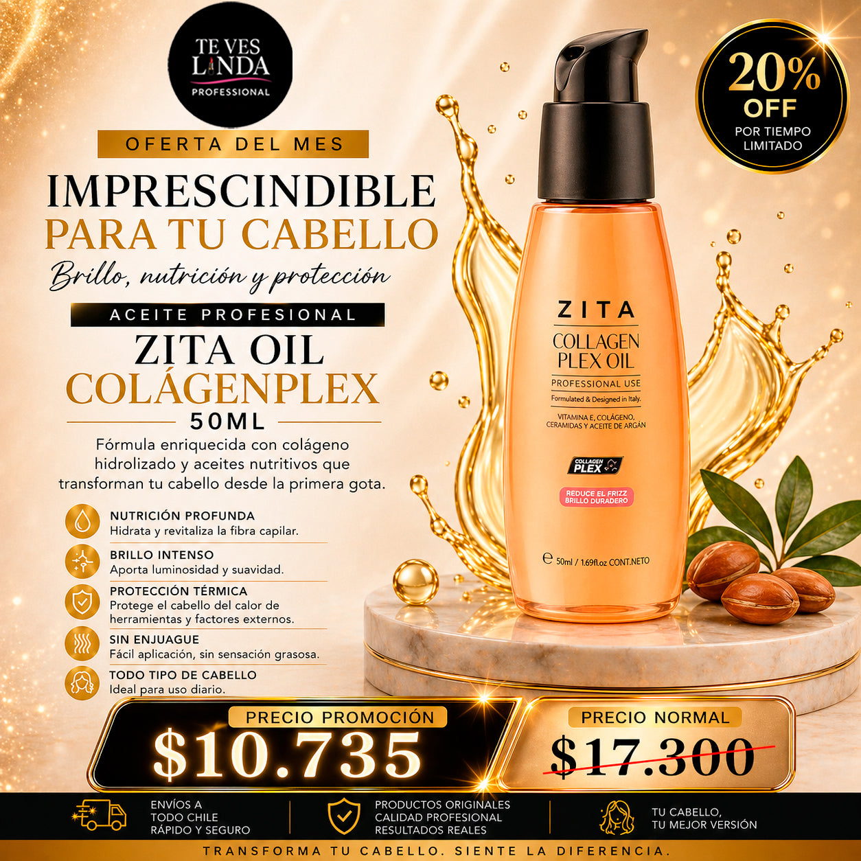 Promocion ZITA Oil Colágenplex 50 ml – Nutrición, brillo y protección profesional
