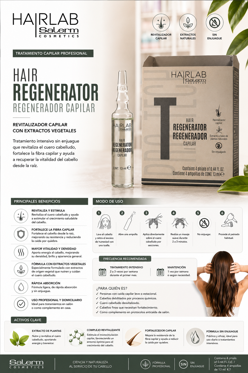 Salerm Ampolla Regeneradora Anticaida Hair Lab 1 unidad 13 ml