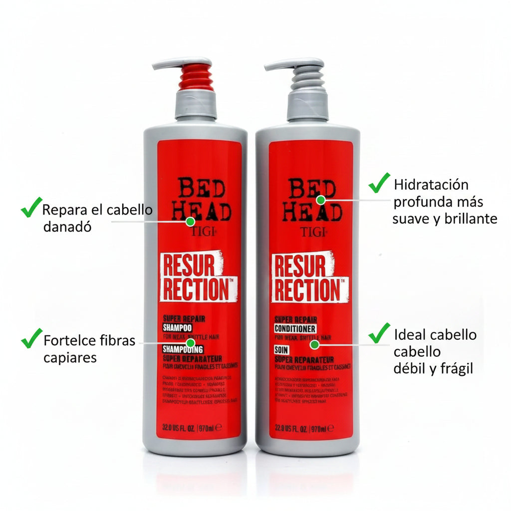 Resurrection Shampoo 970ml. y Acondicionador 970ml. Tigi